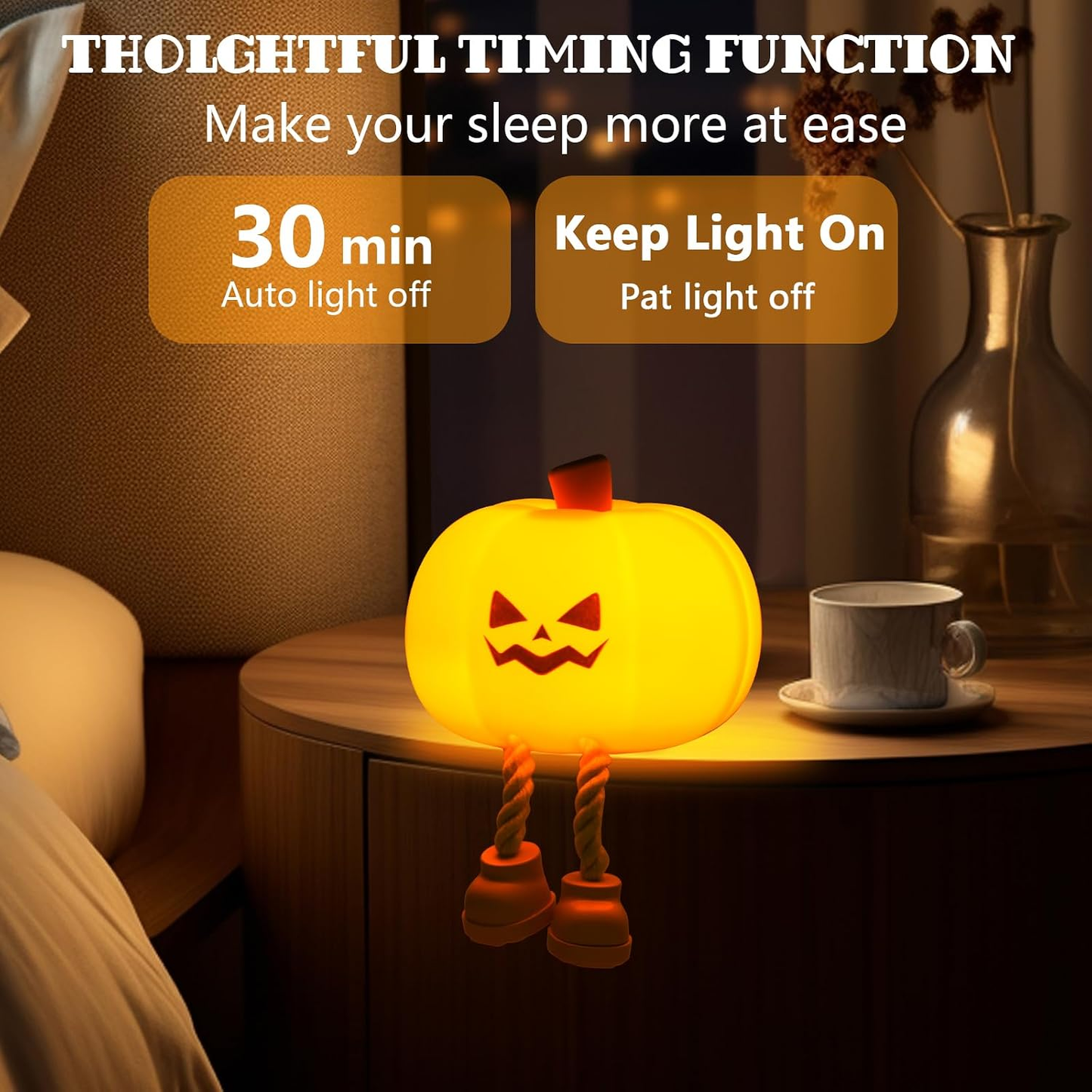 Pumpkin Night Light | Rechargeable Silicone LED Lamp